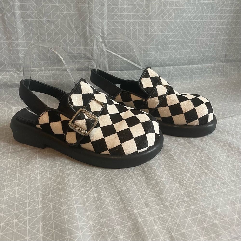 Checkered Black and White Women's Flats